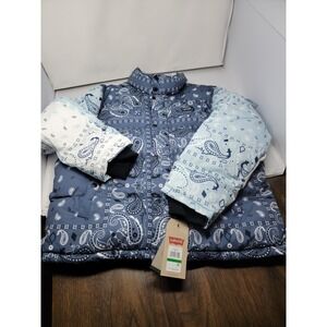 Levi's Bandana Paisley Puffer Jacket Blue Size L Mens Quilted Coat